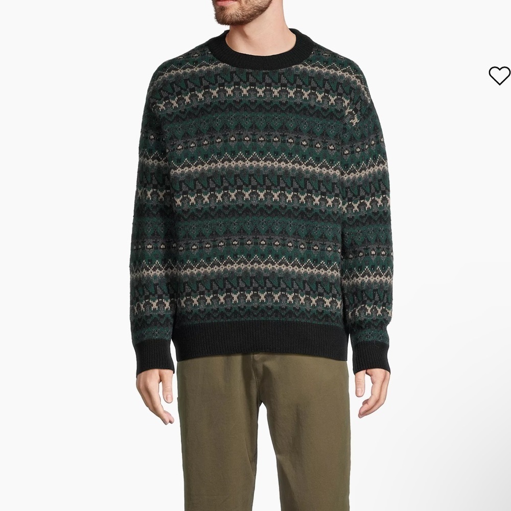 Closed Wool Crewneck Fair Isle Sweater Fern Green‎ XL